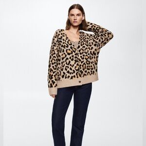 Mango Leopard Print Cardigan